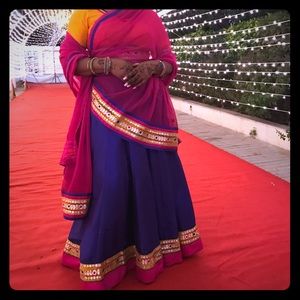 Formal Indian Garba Dress in Blue, Pink, Orange